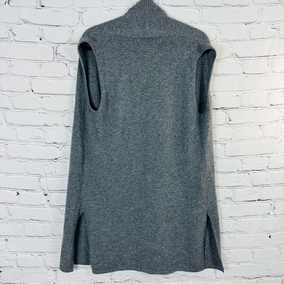 MAX STUDIO GREY 2PLY CASHMERE OPEN FRONT SLEEVELESS SWEATER SIZE(M) - Picture 6 of 8